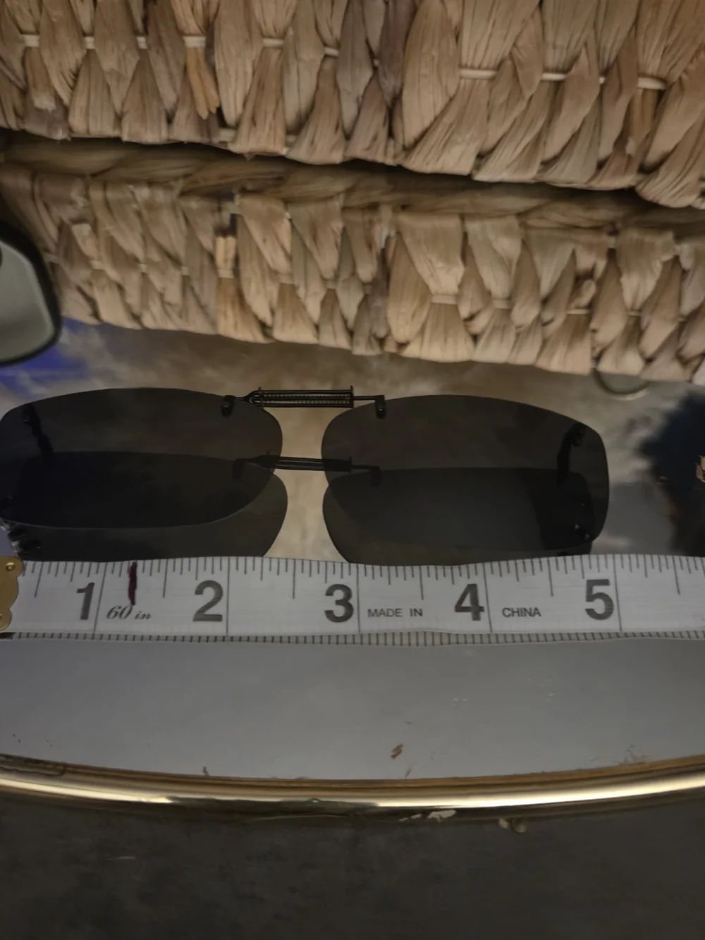 Vintage Polar Optics Clip-On Sunglasses Polarized Black Frameless Shades w/ Case
